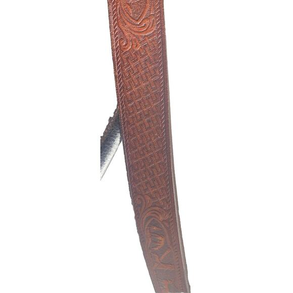 Top Grain Cowhide Brown Hunting scene Western Belt Made in Texas USA 44/110 - Picture 5 of 9
